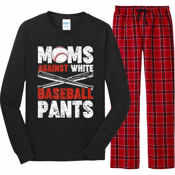 Moms Against White Baseball Pants Funny Mom Apparel Vintage Long Sleeve Pajama Set