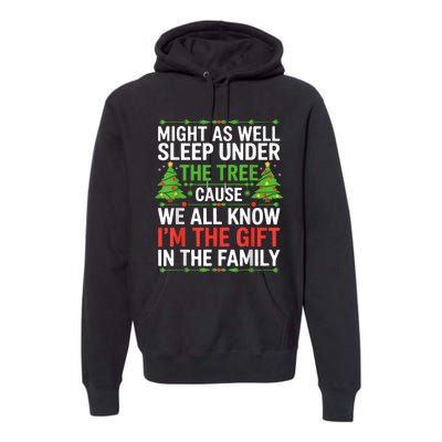 Might As Well Sleep Under The Tree Christmas Pajamas Premium Hoodie