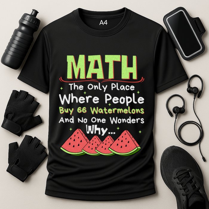 Math And Watermelons Mathematics Calculation Numbers Funny Gift Cooling Performance Crew T-Shirt