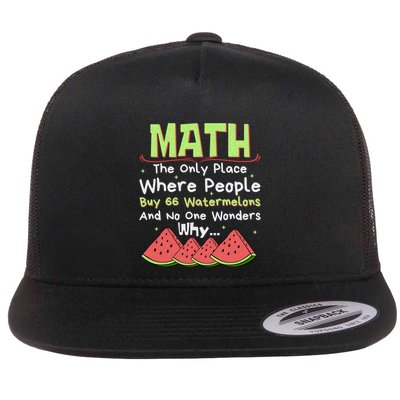 Math And Watermelons Mathematics Calculation Numbers Funny Gift Flat Bill Trucker Hat