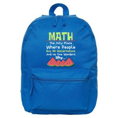 Math And Watermelons Mathematics Calculation Numbers Funny Gift 16 in Basic Backpack