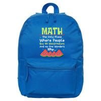 Math And Watermelons Mathematics Calculation Numbers Funny Gift 16 in Basic Backpack