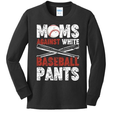 Moms Against White Baseball Pants Funny Mom Apparel Vintage Kids Long Sleeve Shirt