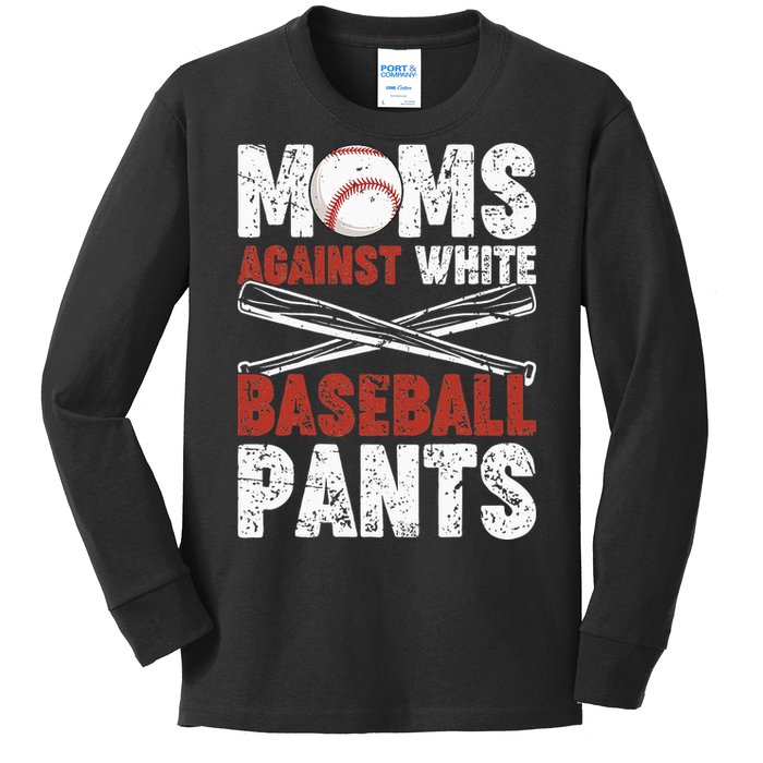 Moms Against White Baseball Pants Funny Mom Apparel Vintage Kids Long Sleeve Shirt