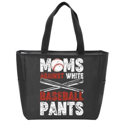 Moms Against White Baseball Pants Funny Mom Apparel Vintage Zip Tote Bag