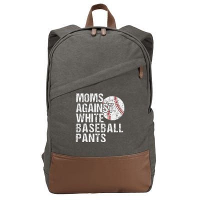 Moms Against White Baseball Pants Funny Baseball Mom Cotton Canvas Backpack