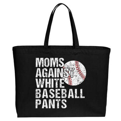 Moms Against White Baseball Pants Funny Baseball Mom Cotton Canvas Jumbo Tote