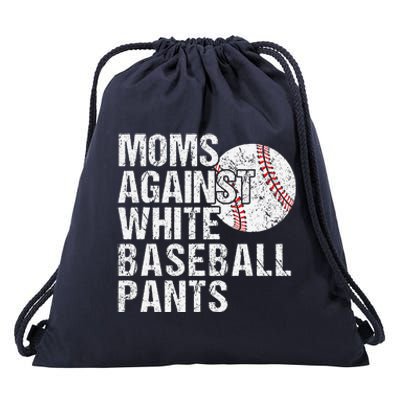 Moms Against White Baseball Pants Funny Baseball Mom Drawstring Bag