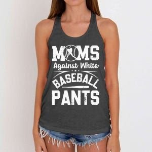 Moms Against White Baseball Pants Funny Baseball Women's Knotted Racerback Tank