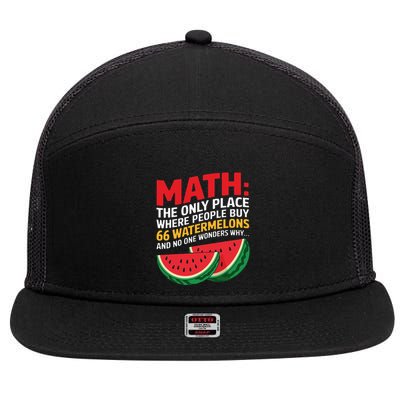Math And Watermelons Mathematics Calculation Numbers Funny 7 Panel Mesh Trucker Snapback Hat
