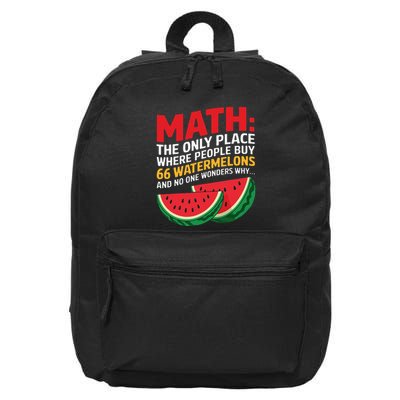 Math And Watermelons Mathematics Calculation Numbers Funny 16 in Basic Backpack