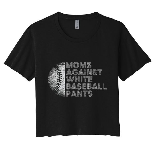 Moms Against White Baseball Pants Funny Baseball Mom Crop Top