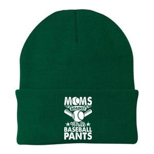 Moms Against White Baseball Pants Funny Baseball Mom Humor Knit Cap Winter Beanie