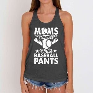 Moms Against White Baseball Pants Funny Baseball Mom Humor Women's Knotted Racerback Tank