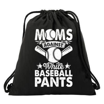 Moms Against White Baseball Pants Funny Baseball Drawstring Bag