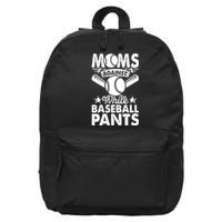 Moms Against White Baseball Pants Funny Baseball 16 in Basic Backpack