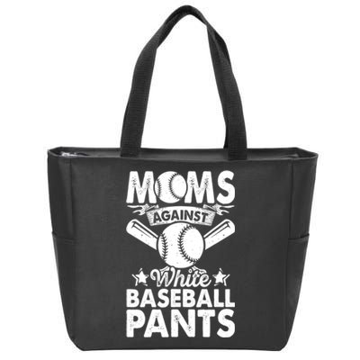 Moms Against White Baseball Pants Funny Baseball Zip Tote Bag