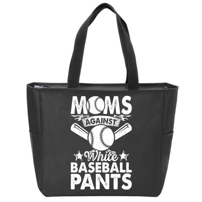 Moms Against White Baseball Pants Funny Baseball Zip Tote Bag