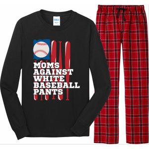 Moms Against White Baseball Pants Funny Baseball Mama Lover Gift Long Sleeve Pajama Set