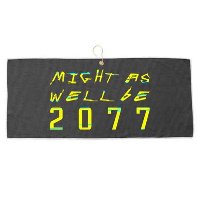 Might As Well Be 2077 Gamer Large Microfiber Waffle Golf Towel