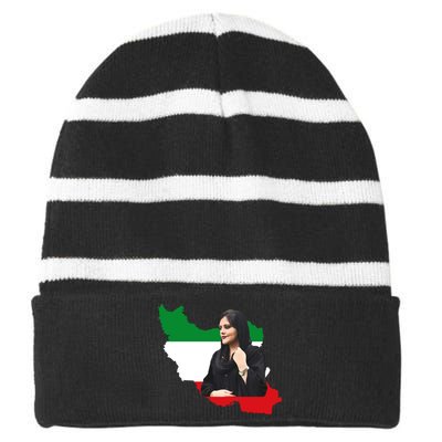 Mahsa Amini Women Life Freedom Striped Beanie with Solid Band