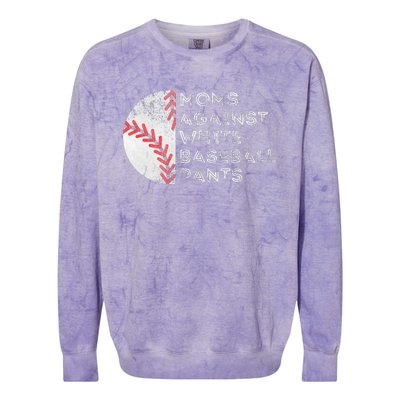 Moms Against White Baseball Pants Funny Baseball Mom Colorblast Crewneck Sweatshirt