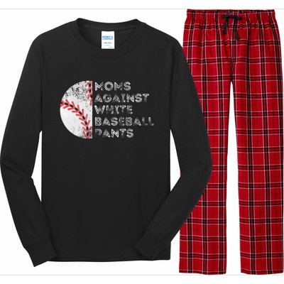 Moms Against White Baseball Pants Funny Baseball Mom Long Sleeve Pajama Set