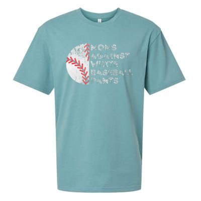 Moms Against White Baseball Pants Funny Baseball Mom Sueded Cloud Jersey T-Shirt