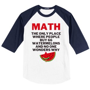 Math And Watermelons Mathematics Calculation Numbers Baseball Sleeve Shirt