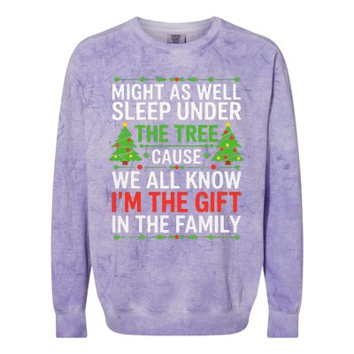 Might As Well Sleep Under The Tree Christmas Pajamas Colorblast Crewneck Sweatshirt