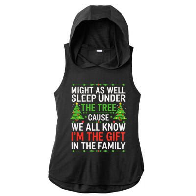 Might As Well Sleep Under The Tree Christmas Pajamas Ladies PosiCharge Tri-Blend Wicking Draft Hoodie Tank