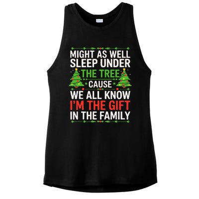 Might As Well Sleep Under The Tree Christmas Pajamas Ladies PosiCharge Tri-Blend Wicking Tank