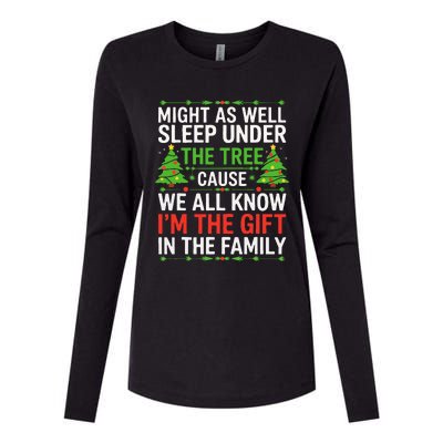 Might As Well Sleep Under The Tree Christmas Pajamas Womens Cotton Relaxed Long Sleeve T-Shirt