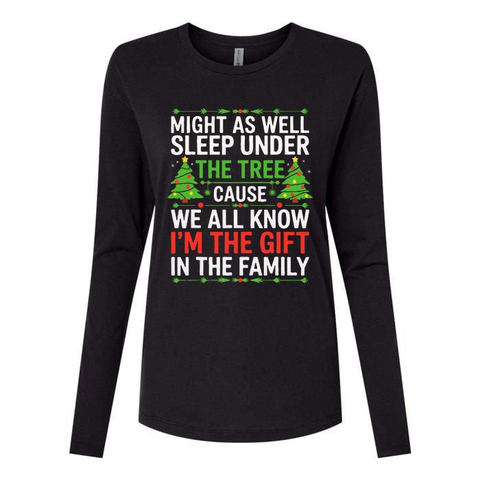 Might As Well Sleep Under The Tree Christmas Pajamas Womens Cotton Relaxed Long Sleeve T-Shirt