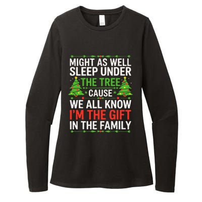 Might As Well Sleep Under The Tree Christmas Pajamas Womens CVC Long Sleeve Shirt