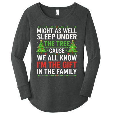 Might As Well Sleep Under The Tree Christmas Pajamas Women's Perfect Tri Tunic Long Sleeve Shirt