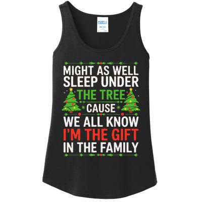 Might As Well Sleep Under The Tree Christmas Pajamas Ladies Essential Tank