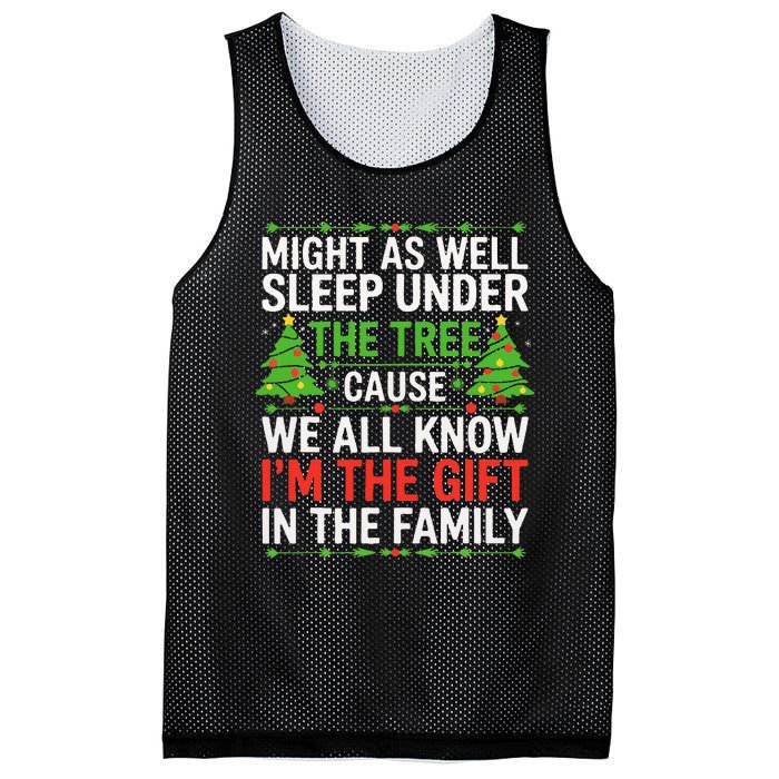 Might As Well Sleep Under The Tree Christmas Pajamas Mesh Reversible Basketball Jersey Tank