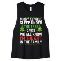 Might As Well Sleep Under The Tree Christmas Pajamas Women's Racerback Cropped Tank