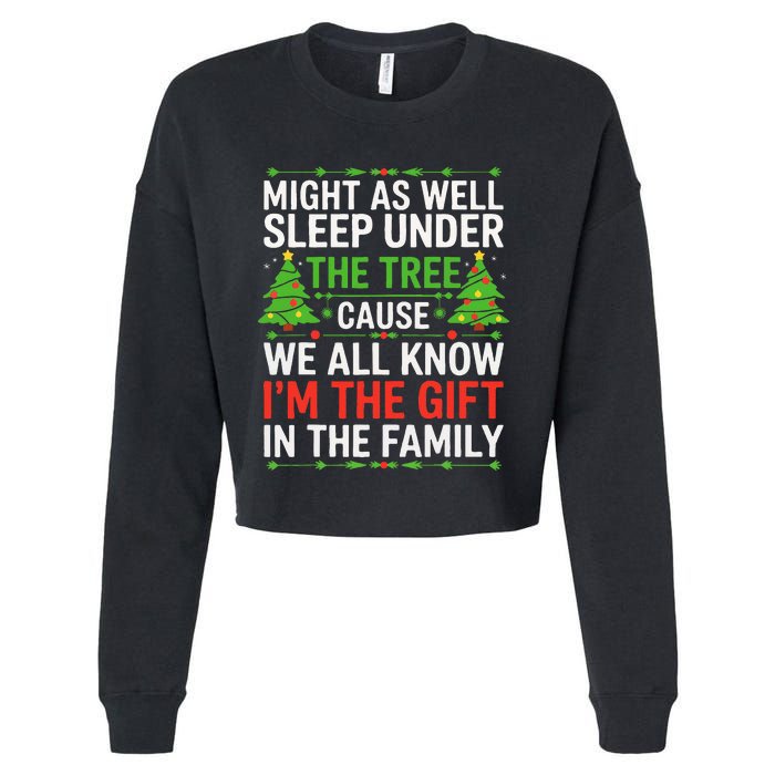 Might As Well Sleep Under The Tree Christmas Pajamas Cropped Pullover Crew