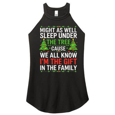 Might As Well Sleep Under The Tree Christmas Pajamas Women's Perfect Tri Rocker Tank