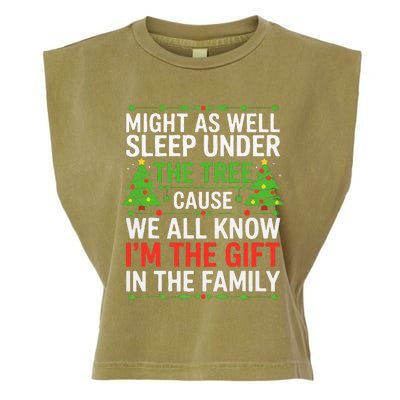 Might As Well Sleep Under The Tree Christmas Pajamas Garment-Dyed Women's Muscle Tee