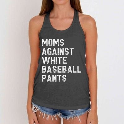 Moms Against White Baseball Pants Funny Baseball Mom Women's Knotted Racerback Tank