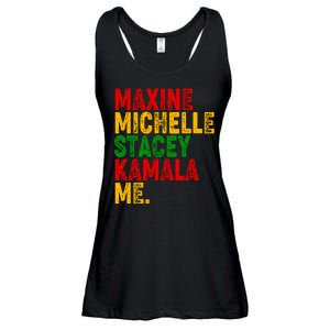 Maxine Michelle Stacey Kamala Me Black History Month Ladies Essential Flowy Tank