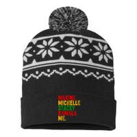 Maxine Michelle Stacey Kamala Me Black History Month USA-Made Snowflake Beanie