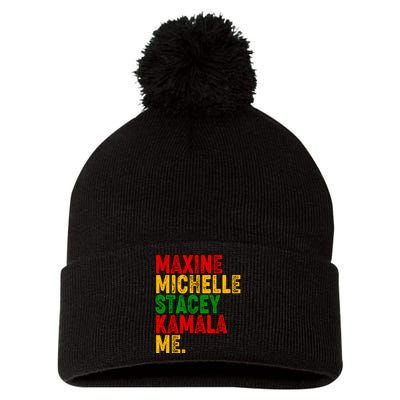 Maxine Michelle Stacey Kamala Me Black History Month Pom Pom 12in Knit Beanie