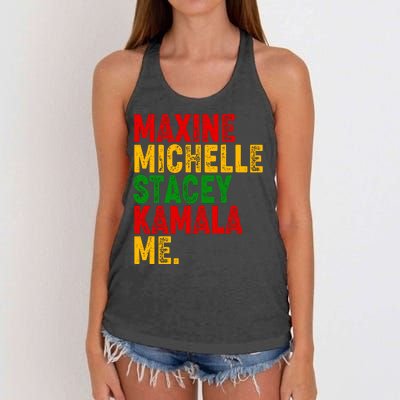 Maxine Michelle Stacey Kamala Me Black History Month Women's Knotted Racerback Tank