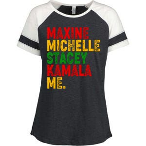 Maxine Michelle Stacey Kamala Me Black History Month Enza Ladies Jersey Colorblock Tee