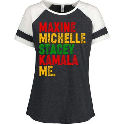 Maxine Michelle Stacey Kamala Me Black History Month Enza Ladies Jersey Colorblock Tee