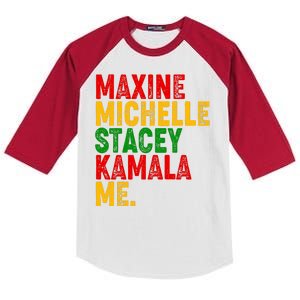 Maxine Michelle Stacey Kamala Me Black History Month Kids Colorblock Raglan Jersey